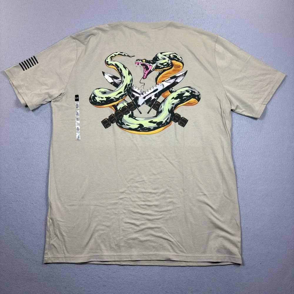 NWT Under Armour Size XL Men's Freedom Snake‎ Knife Cotton Desert Sand T-Shirt